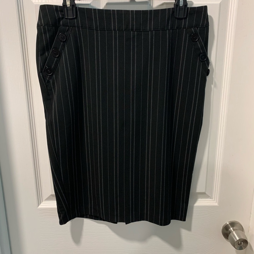 Black pinstripe pencil skirt